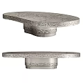 Modern Silver Coffee Table Set With Geometric Patterns And Unique Base Design 3d model
