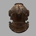 Vintage Dive Helmet As Decorative Household Item With Retro Brass Details And Glass Window