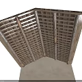 Wooden Ceiling Design with Grid Pattern Grilles and Decorative Wooden Beams