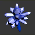 Blue Faceted Crystal Cluster With Sharp Edges And Glossy Surface On Dark Background
