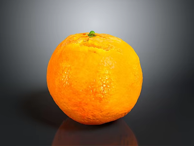 Ripe Bright Orange Fruit With Smooth Shiny Skin On Dark Surface 3d model