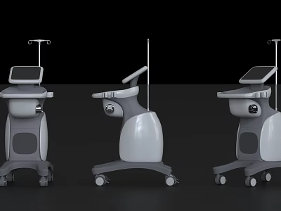 Three Trolley Style Medical Devices With Display Screens And Wheels For Medical Examination 3d model