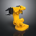 Yellow Industrial Robotic Arm Equipment With Mechanical Gripper And Joint Structure