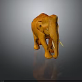 Orange Elephant Statue With White Tusks On Dark Reflective Surface 3d model