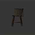 Vintage Wooden Single Chair With Curved Slat Backrest And Solid Wood Seat Design