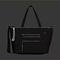 Stylish Black Tote Bag With Handles And Functional Zipper Pocket
