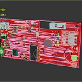Red Computer Circuit Board With Electronic Components Chips And Slots 3d model