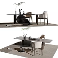 Modern Wooden Tea Table And Chairs With Light Colored Design Decorative Plant Vase