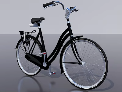 Vintage Black Bicycle With Classic Frame Rear Rack And White Wall Tires 3d model