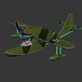 Green Military Airplane Model With Twin Engines And Red Star Emblems 3d model