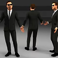 Man In Black Suit With Tie And Sunglasses Showing Multiple Angles 3d model