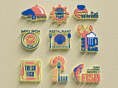 Modern logo western seafood Icon 3d model