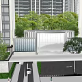 Residential Landscape With High Rise Buildings Lush Greenery And Modern Entrance Structure