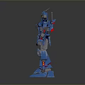 Blue Mech Game and Movie Character 3D Model With Detailed Robotic Design