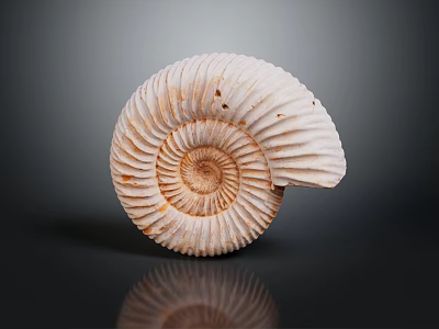 Intricate Spiral Nautilus Shell Sculpture Carving In White And Orange Tones 3d model