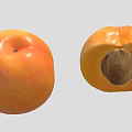Fresh Whole Apricot and Halved with Visible Seed on Light Background