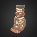Traditional Human Shaped Ceramic Vessel With Decorative Patterns And Red Black Colors