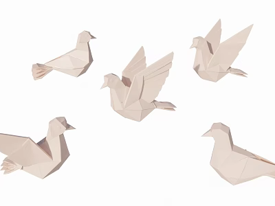 Landscape Sculptures Origami Dove Shaped With Geometric Design Light Color 3d model