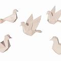 Landscape Sculptures Origami Dove Shaped With Geometric Design Light Color
