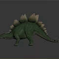 Green Stegosaurus Dinosaur 3D Model Displaying Pink Tipped Back Plates And Spikes