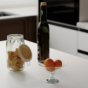 Modern Ornaments Combination Kitchen Ornaments Wine Bottle Cup Fruit Plate 3d model