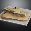 Modern Residential Building Design With Geometric Exterior Wooden Facade And Large Glass Windows