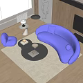 Quiet Sofa Tea Table Combination Sofa Coffee Table 3d model