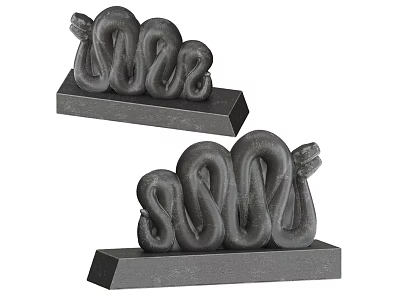 Artistic Black Stone Snake Shaped Sculpture Carving With Coiled Design And Solid Base 3d model