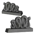 Artistic Black Stone Snake Shaped Sculpture Carving With Coiled Design And Solid Base 3d model