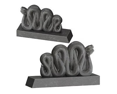 Artistic Black Stone Snake Shaped Sculpture Carving With Coiled Design And Solid Base 3d model