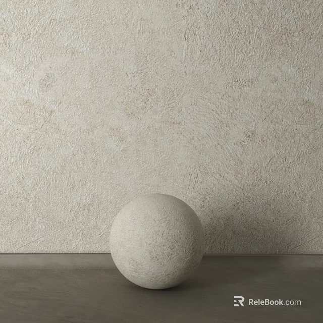 Beige Sphere Decorative Component With Textured Beige Wall And Gray Floor 3d model 