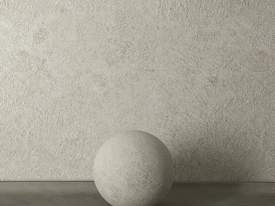 Beige Sphere Decorative Component With Textured Beige Wall And Gray Floor 3d model