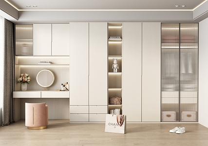 modern wardrobe cream wardrobe 3d model