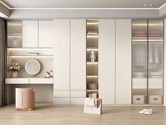 modern wardrobe cream wardrobe 3d model