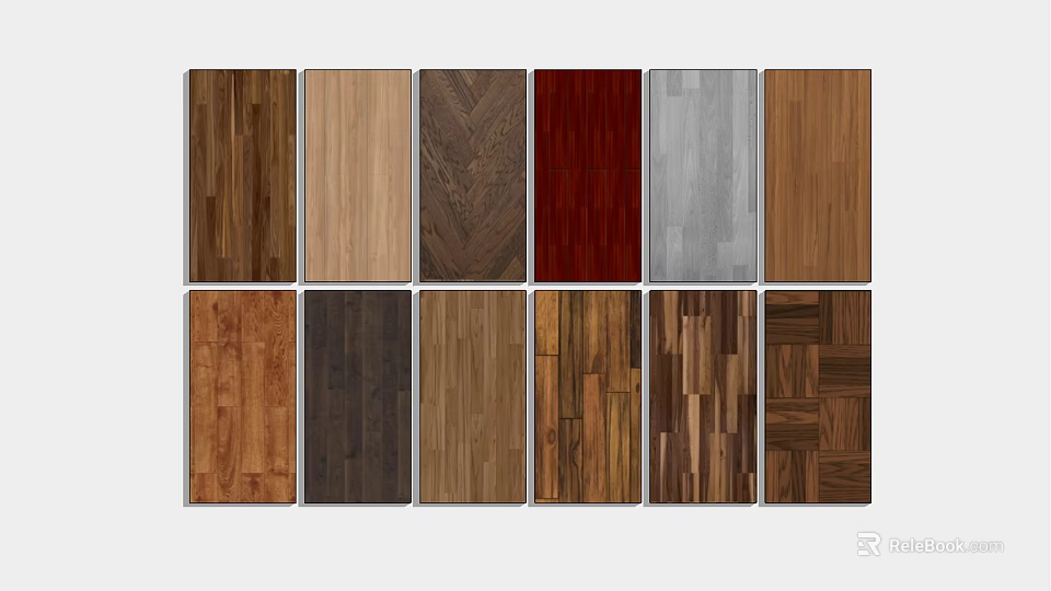 Various Styles of Wooden Flooring Samples with Different Colors and Textures 3d model 