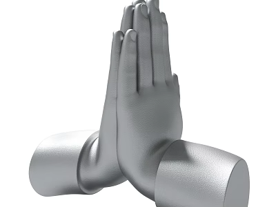 Praying Hands Gesture Silver Metallic Sculpture Symbol Of Respect And Spirituality 3d model