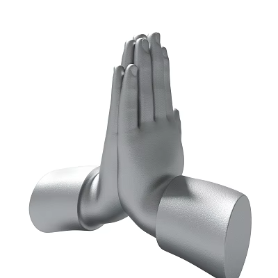 Praying Hands Gesture Silver Metallic Sculpture Symbol Of Respect And Spirituality 3d model