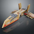 Futuristic Paper Model Spaceship With Streamlined Design Red Brown Color And Detailed Wings