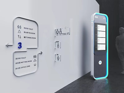 Traffic Direction Signs Wall Mounted and Standing with Arrows Pedestrian Route Digital 3d model