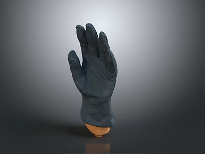 Black Latex Protective Glove Displayed On Hand Mannequin Against Gray Background 3d model