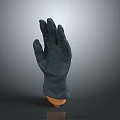 Black Latex Protective Glove Displayed On Hand Mannequin Against Gray Background