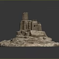 Scenic Sand Castle Model Featuring Tower Multi Layer Circular Base Earth Yellow Tone Dark Background 3d model