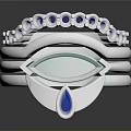 Modern Silver Ring With Delicate Blue Gemstones And Stacked Bands Design 3d model