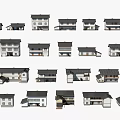 Traditional House Architectural Models With Various Roof Styles And Structures