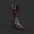 Vintage Brown Leather High Top Boots With Cuff Design And Classic Style