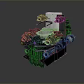 Futuristic Landscape With Complex Mechanical Device And Purple Core