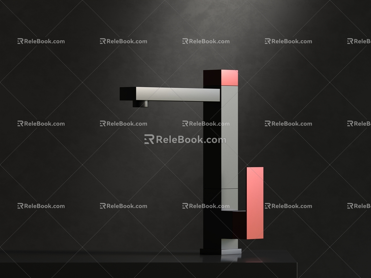 Hot and cold faucet kitchen hardware 3d model