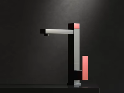 Modern Black And Pink Faucet With Sleek Metallic Design In Contemporary Style 3d model