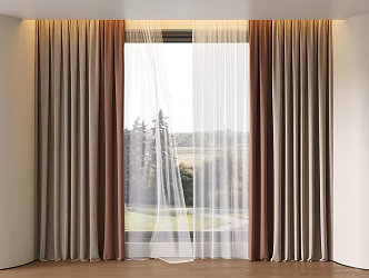 Modern Curtain Fabric Curtain Universal Curtain Gauze Curtain 3d model