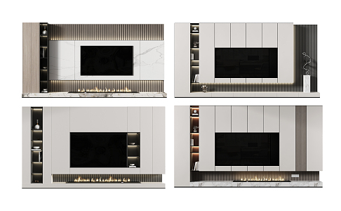 Modern TV Background Cabinet 3d model